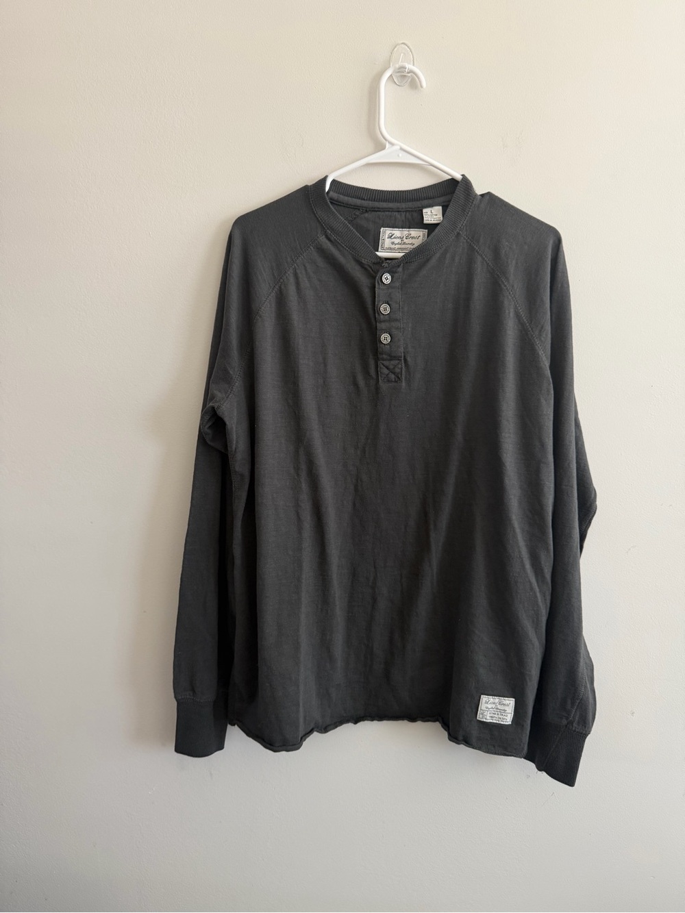 English Laundry Charcoal Henley Long Sleeve Shirt